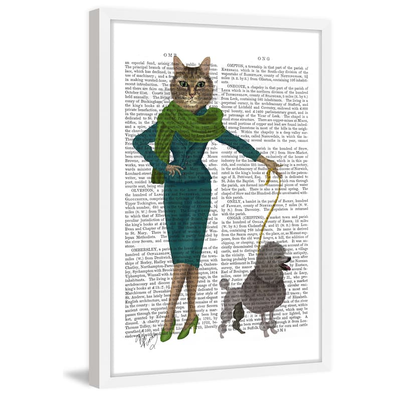 Marmont Hill - 'Cat and Poodle' Framed Painting Print - Multi-Color