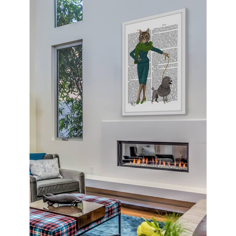 Marmont Hill - 'Cat and Poodle' Framed Painting Print - Multi-Color