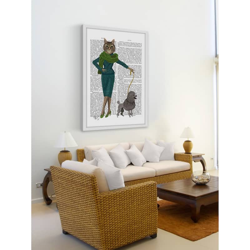 Marmont Hill - 'Cat and Poodle' Framed Painting Print - Multi-Color