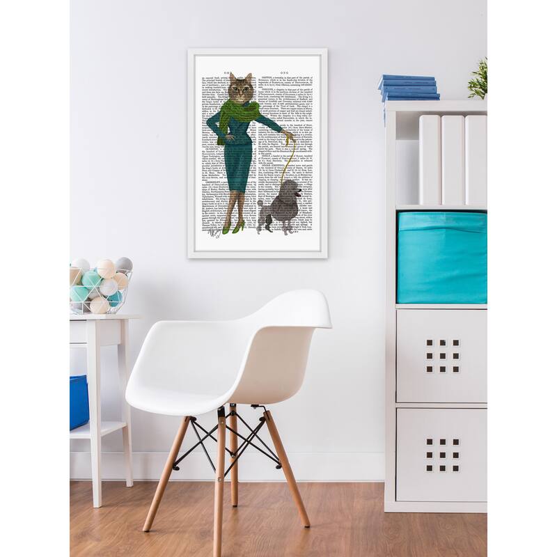 Marmont Hill - 'Cat and Poodle' Framed Painting Print - Multi-Color