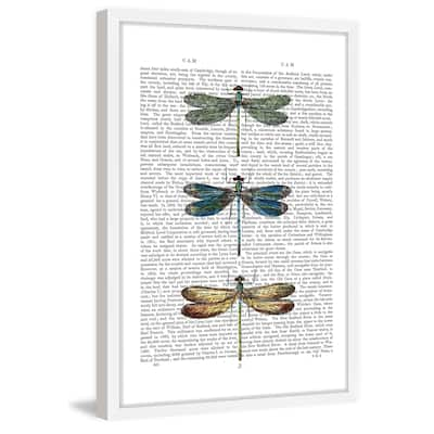 Marmont Hill - 'Dragonflies Print I' Framed Painting Print - Multi-Color