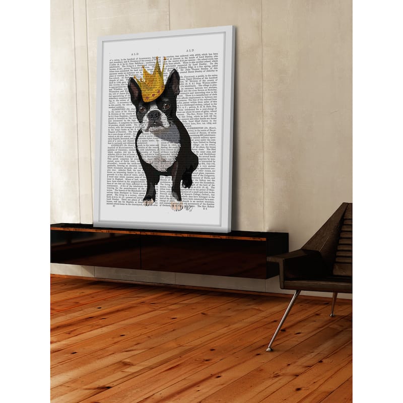 Marmont Hill - 'Boston Terrier Crown' Framed Painting Print - Multi-Color