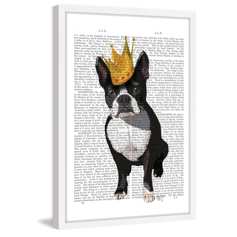 Marmont Hill - 'Boston Terrier Crown' Framed Painting Print - Multi-Color