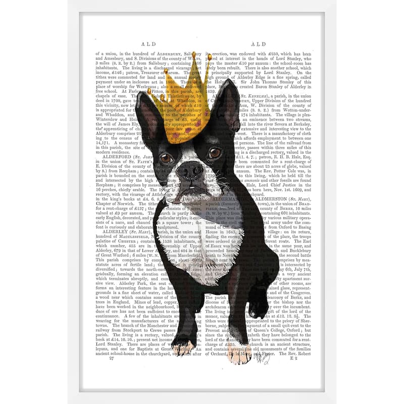 Marmont Hill - 'Boston Terrier Crown' Framed Painting Print - Multi-Color