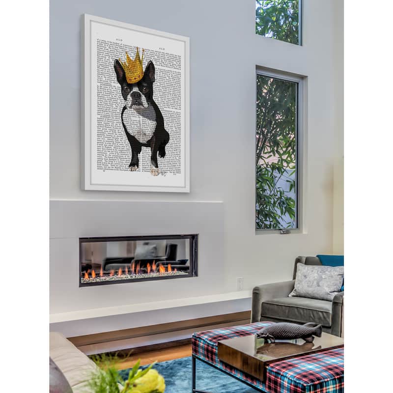 Marmont Hill - 'Boston Terrier Crown' Framed Painting Print - Multi-Color