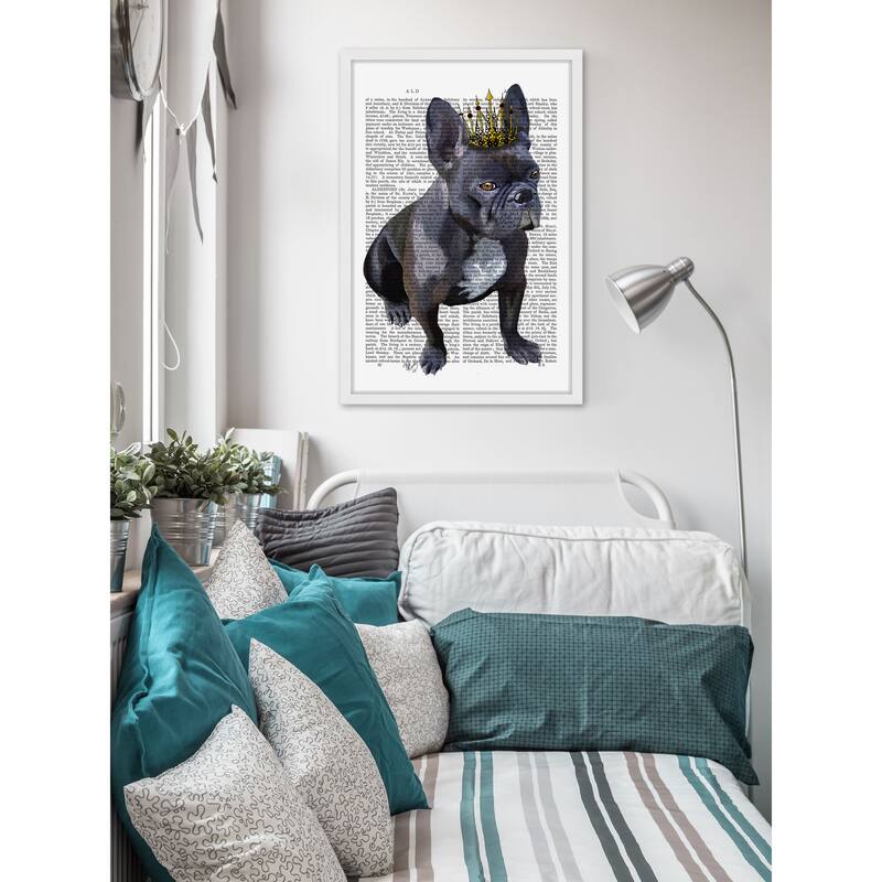 Marmont Hill - 'French Bulldog King' Framed Painting Print - Multi-Color