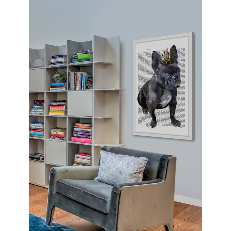 Marmont Hill - 'French Bulldog King' Framed Painting Print - Multi-Color