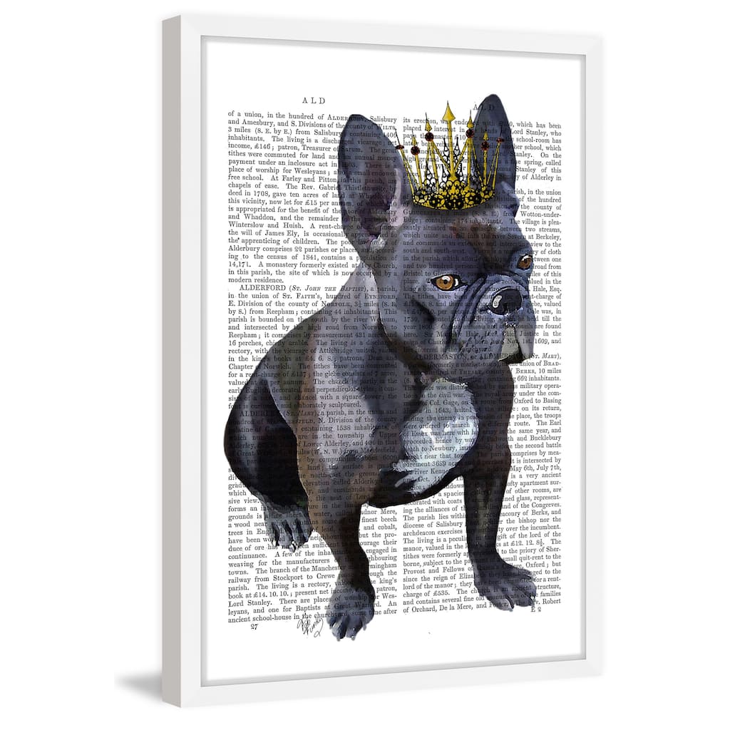 Marmont Hill - 'French Bulldog King' Framed Painting Print - Multi-Color