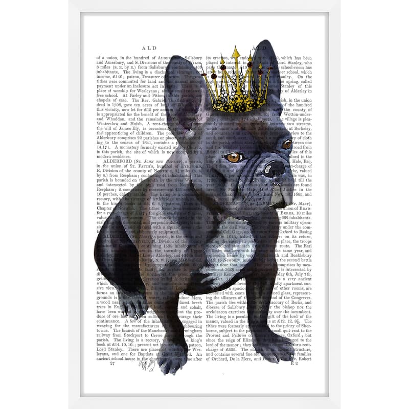 Marmont Hill - 'French Bulldog King' Framed Painting Print - Multi-Color