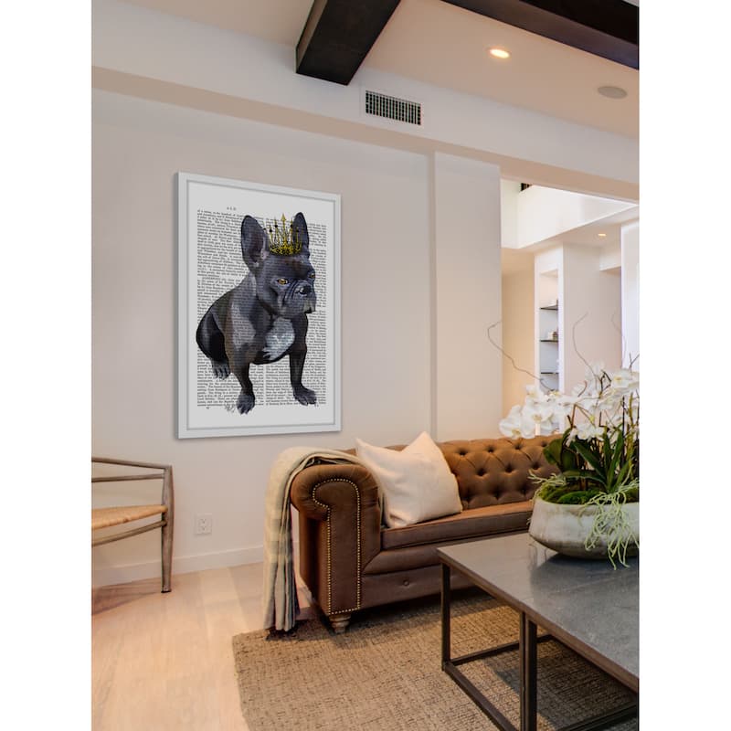 Marmont Hill - 'French Bulldog King' Framed Painting Print - Multi-Color
