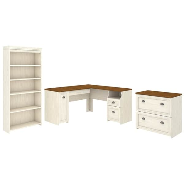 Shop Copper Grove Khashuri White L Shaped Desk With Bookcase And