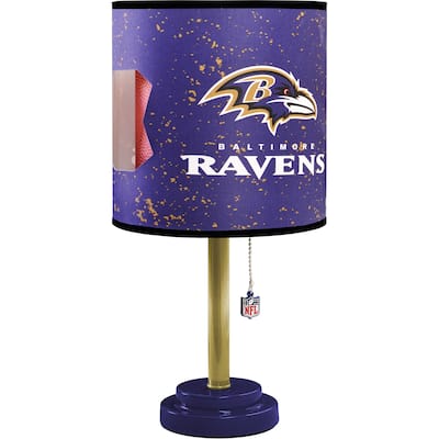Baltimore Ravens Purple, Gold, and Black MDF and Plastic Table Lamp