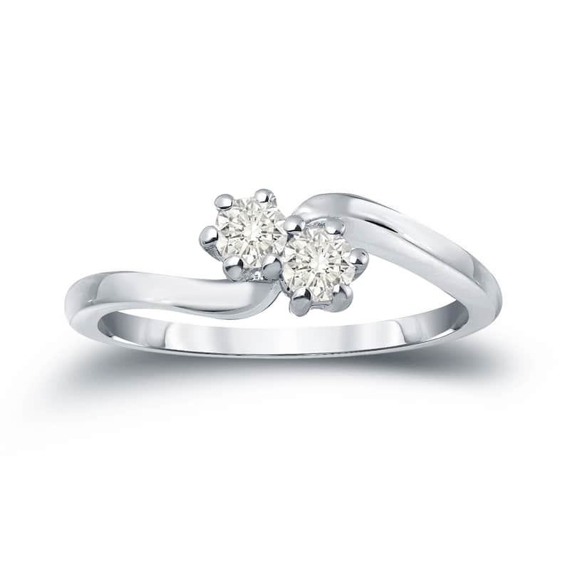 Auriya 14k Gold 3/4ct TDW Round 2-Stone Diamond Engagement Ring
