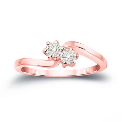 Auriya 14k Gold 3/4ct TDW Round 2-Stone Diamond Engagement Ring