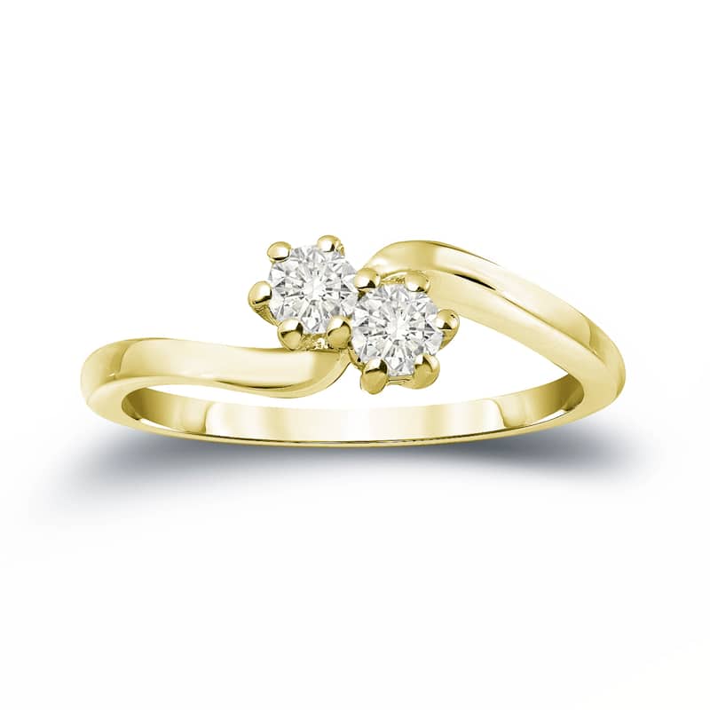 Auriya 14k Gold 3/4ct TDW Round 2-Stone Diamond Engagement Ring