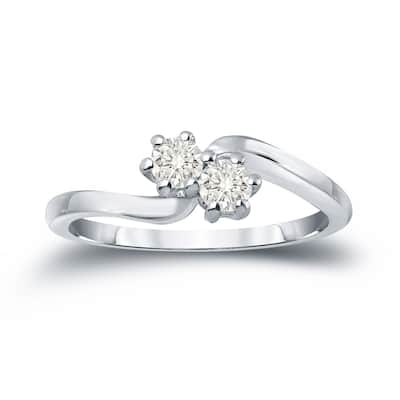 Auriya 1ctw 2-Stone Round Diamond Engagement Ring 14-karat Gold