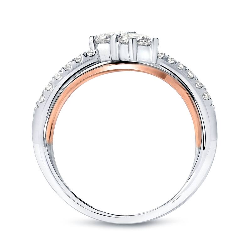 Auriya 14k Two-Tone Gold 1/2ct TDW Round 2-Stone Diamond Engagement Ring