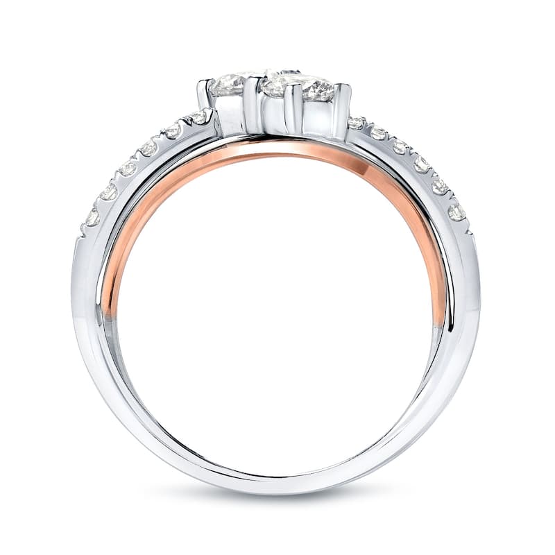 Auriya 14k Two-Tone Gold 1ct TDW Round 2-Stone Diamond Engagement Ring