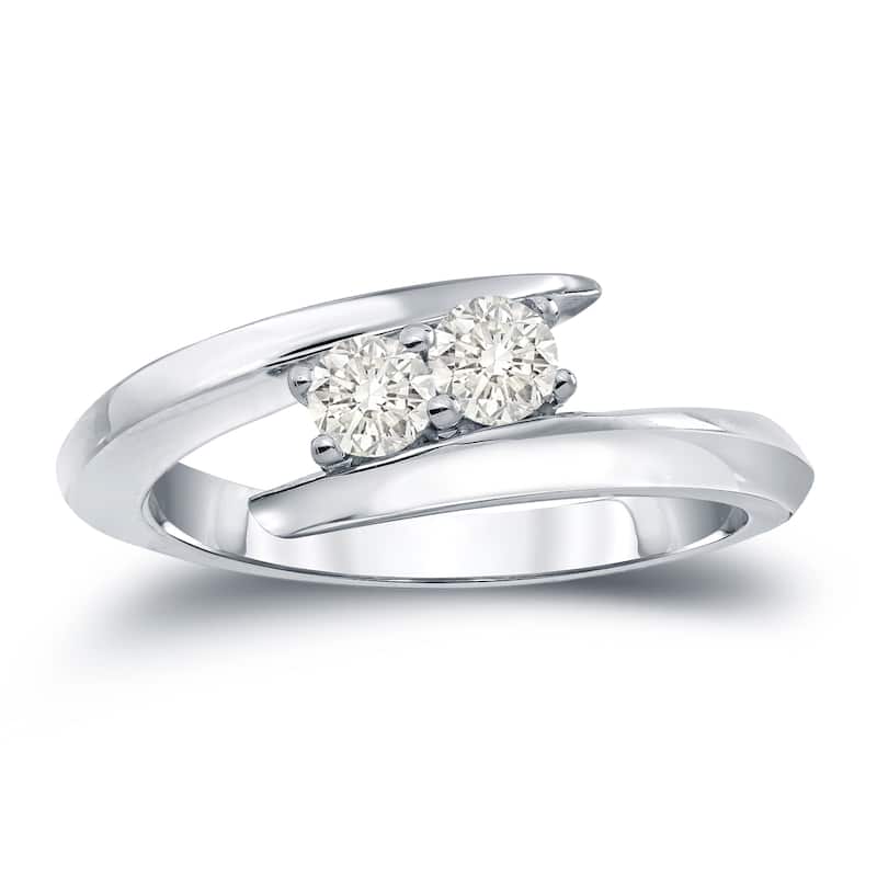 Auriya 14k Gold 1/2ct TDW Round 2-Stone Diamond Engagement Ring