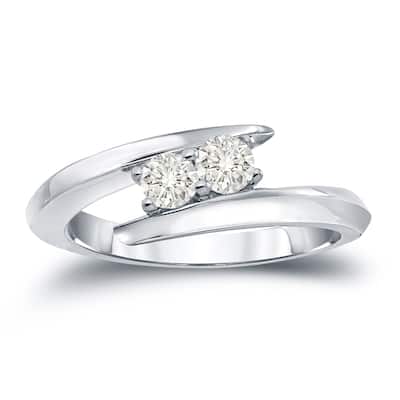 Auriya 14k Gold 1/2ct TDW Round 2-Stone Diamond Engagement Ring
