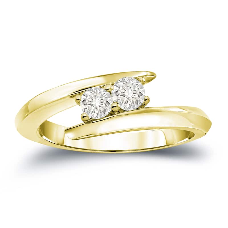 Auriya 14k Gold 1/2ct TDW Round 2-Stone Diamond Engagement Ring