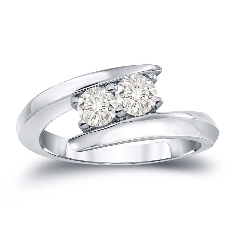 Auriya 1 carat TW Round 2-Stone Diamond Engagement Ring 14k Gold