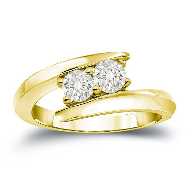 Auriya 1 carat TW Round 2-Stone Diamond Engagement Ring 14k Gold