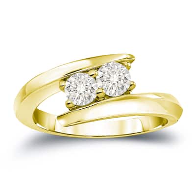 Auriya 1 carat TW Round 2-Stone Diamond Engagement Ring 14k Gold