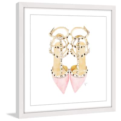 Marmont Hill - 'Pink Jeweled Pumps' Framed Painting Print