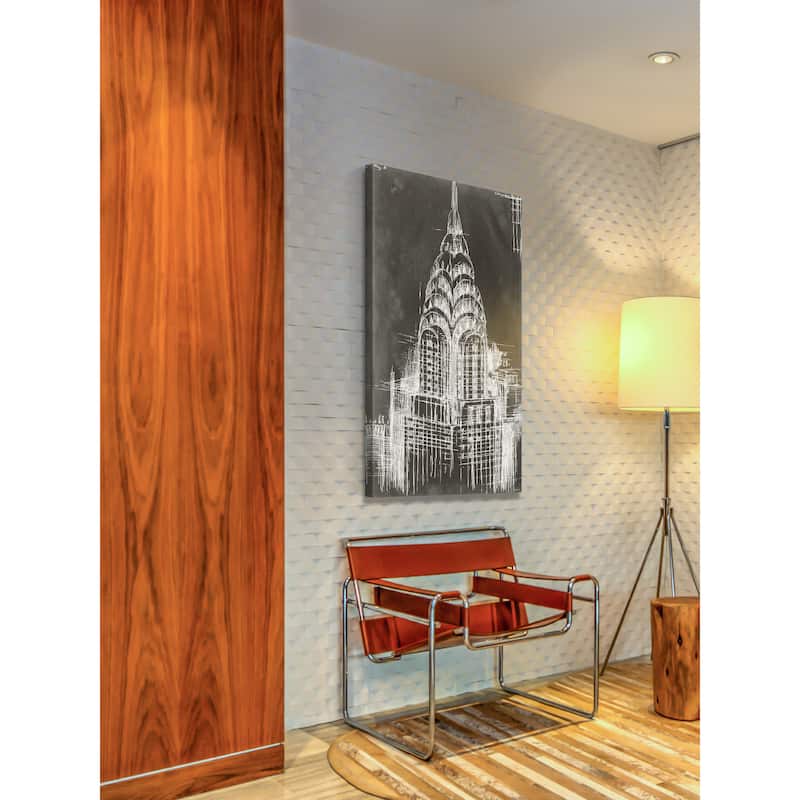 Marmont Hill - 'Chrysler Blueprint' Painting Print on Wrapped Canvas - Multi-Color
