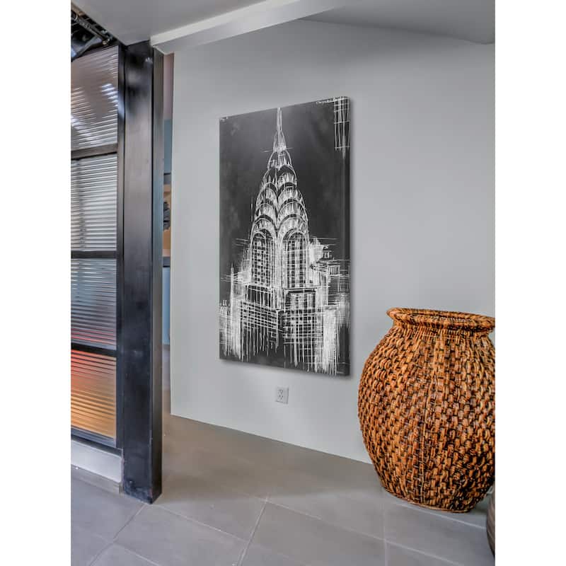 Marmont Hill - 'Chrysler Blueprint' Painting Print on Wrapped Canvas - Multi-Color
