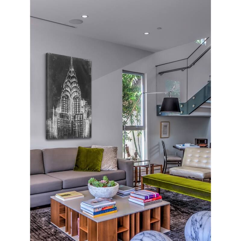 Marmont Hill - 'Chrysler Blueprint' Painting Print on Wrapped Canvas - Multi-Color
