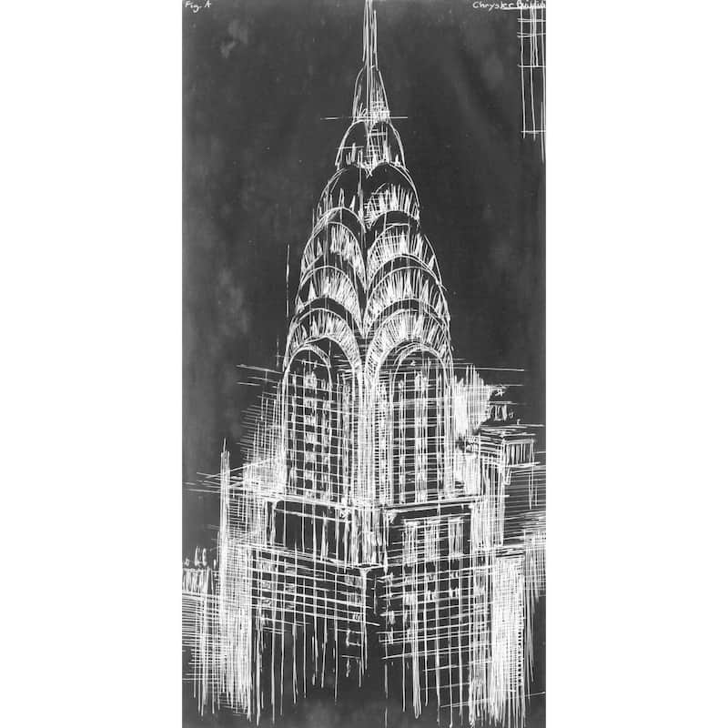 Marmont Hill - 'Chrysler Blueprint' Painting Print on Wrapped Canvas - Multi-Color