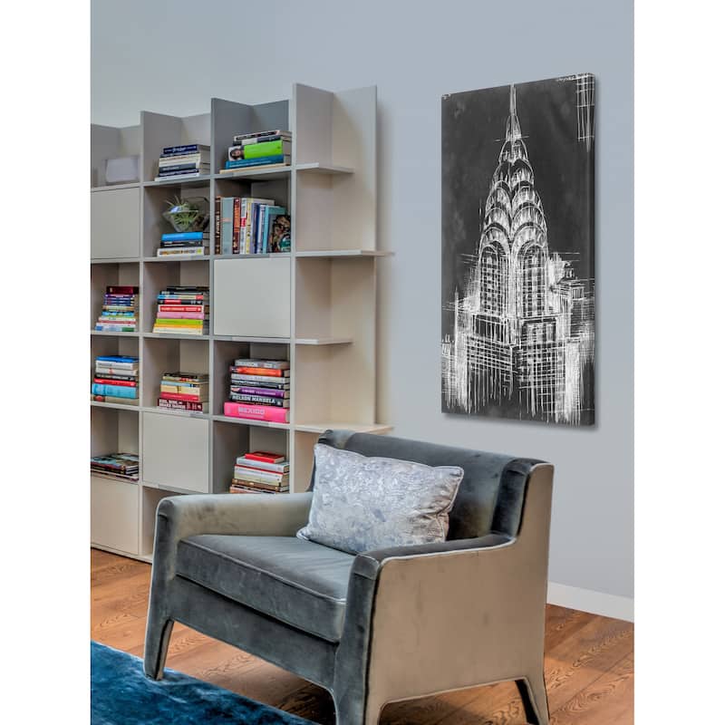 Marmont Hill - 'Chrysler Blueprint' Painting Print on Wrapped Canvas - Multi-Color