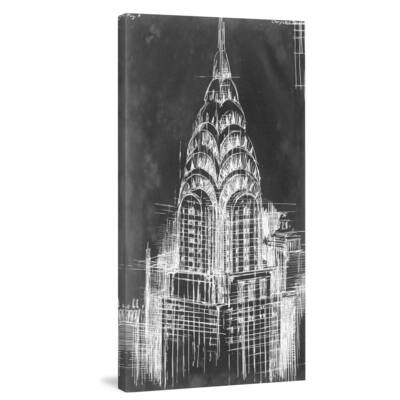 Marmont Hill - 'Chrysler Blueprint' Painting Print on Wrapped Canvas - Multi-Color