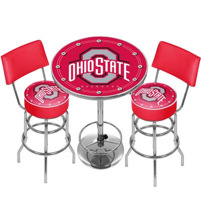 Ohio State University Game Room Combo-2 Stools w/Back & Table