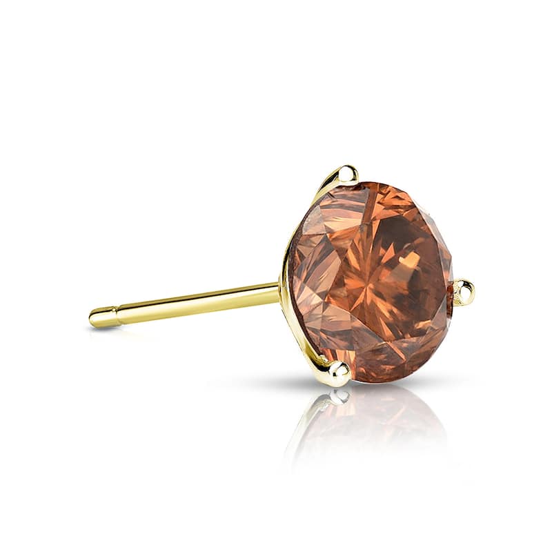 Auriya 14k Gold 1/4ct TDW Round SINGLE (1) Brown Diamond Stud Earring