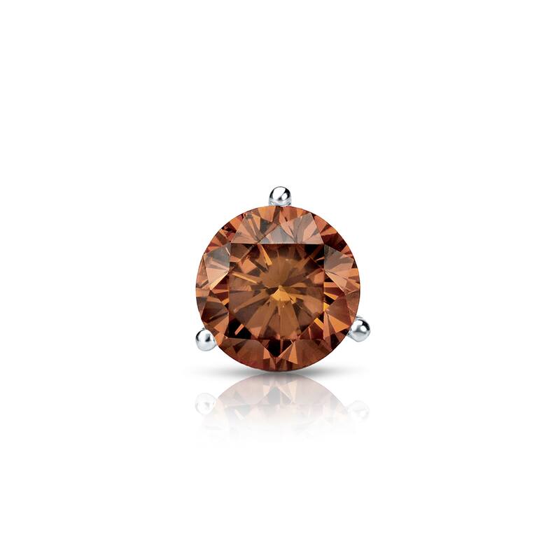 Auriya 14k Gold 1/3ct TDW Round SINGLE (1) Brown Diamond Stud Earring