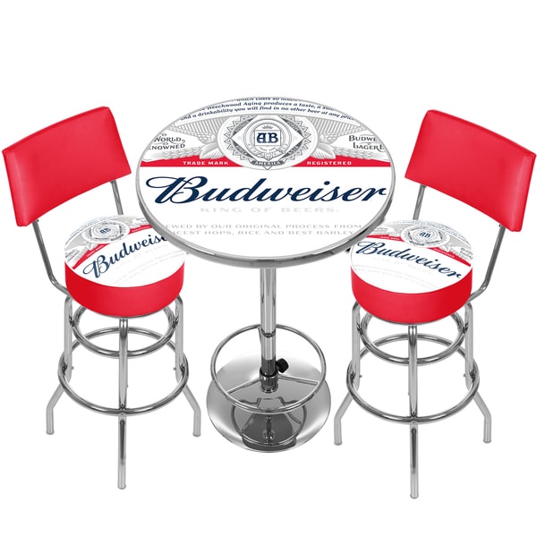 Budweiser Bar Stool 二脚　バドワイザー　バースツール Budweiser Label Game Room Combo - 2 Stools w/Back & Table - 41