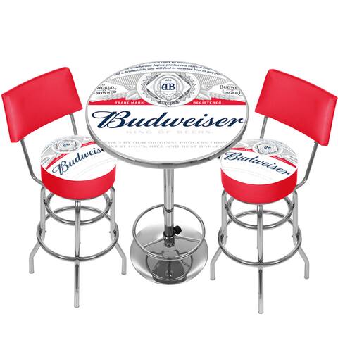 Budweiser Label Game Room Combo - 2 Stools w/Back & Table