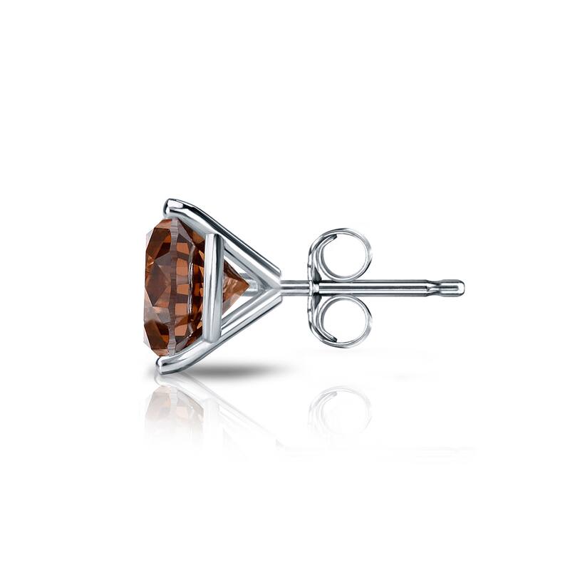 Auriya 1/2ctw 3-Prong Martini Round Brown Diamond SINGLE (1) Stud Earring 14k Gold