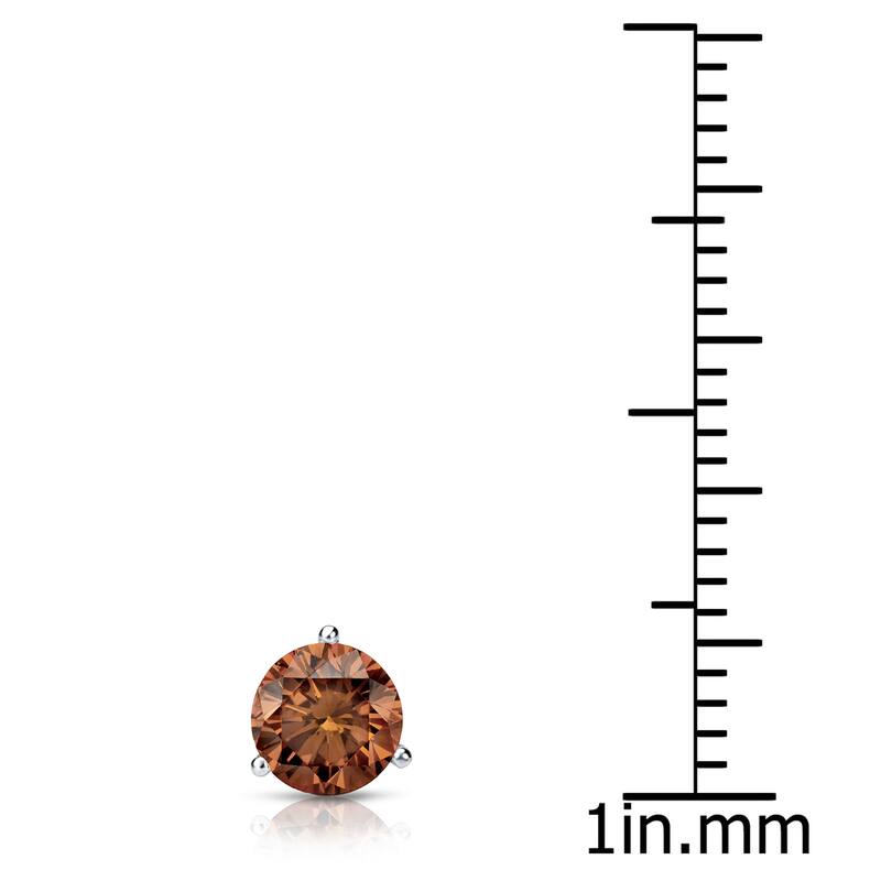 Auriya 1/2ctw 3-Prong Martini Round Brown Diamond SINGLE (1) Stud Earring 14k Gold