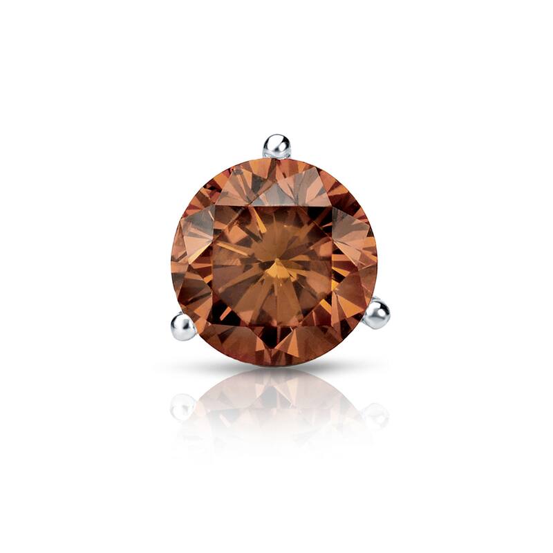 Auriya 14k Gold 3/4ct TDW Round SINGLE (1) Brown Diamond Stud Earring