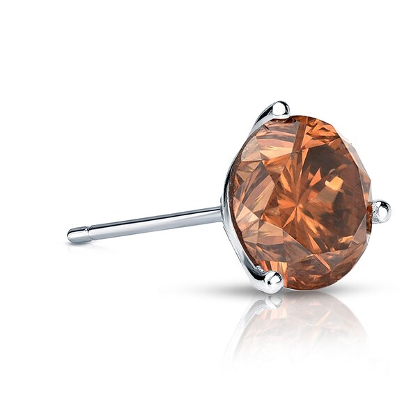 Auriya 14k Gold 1ct Tdw Round Single 1 Brown Diamond Stud Auriya 14k Gold 1ct Tdw Round Single 1 Brown Diamond Stud Earring