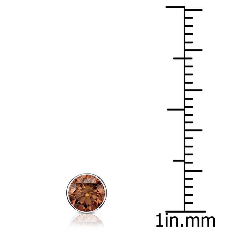 Auriya 14k Gold 1/3ct TDW Bezel-Set Round SINGLE (1) Brown Diamond Stud Earring