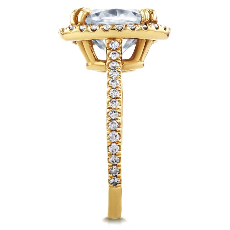 Annello by Kobelli 14k Yellow Gold 3 2/5ct TGW Oval Moissanite and Diamond Halo Engagement Ring (GH/VS, GH/I)