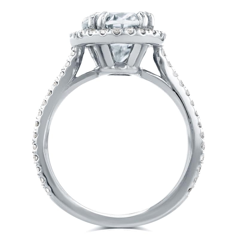Annello by Kobelli 14k White Gold 3 2/5ct TGW Oval Moissanite and Diamond Halo Engagement Ring (GH/VS, GH/I)