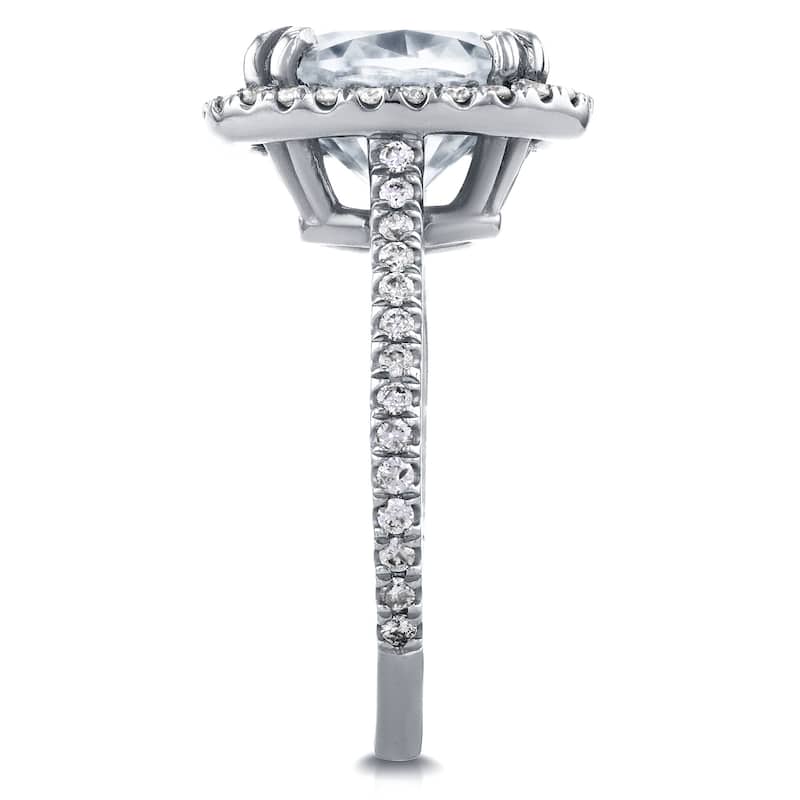 Annello by Kobelli 14k White Gold 3 2/5ct TGW Oval Moissanite and Diamond Halo Engagement Ring (GH/VS, GH/I)