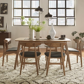 Norwegian Danish Modern Chestnut Tapered Dining Set by iNSPIRE Q Modern