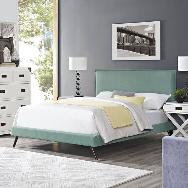 Modway Camille Laguna Wood and Fabric Round Splayed Legs Platform Bed ...
